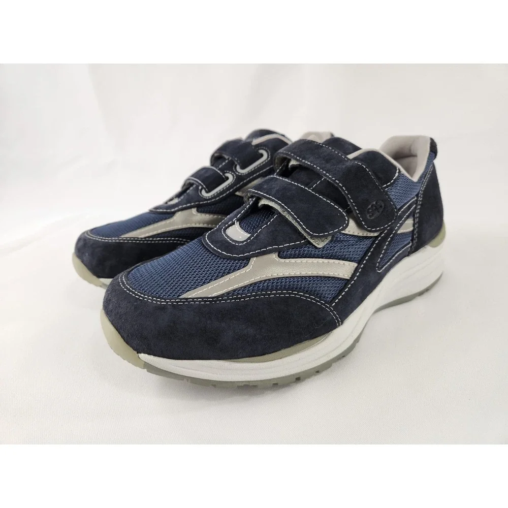SAS JV Mesh Mens Sz 10 W Wide Navy Blue Suede Comfort Walking Sneakers Shoes‎